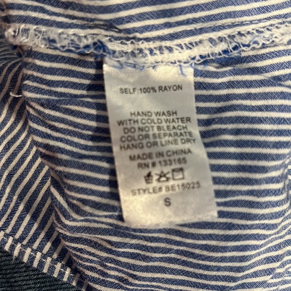 Altar’d State Light Blue Striped Peplum Top ~ Women's S Ruffles Sleeveless Lace - Picture 2 of 6